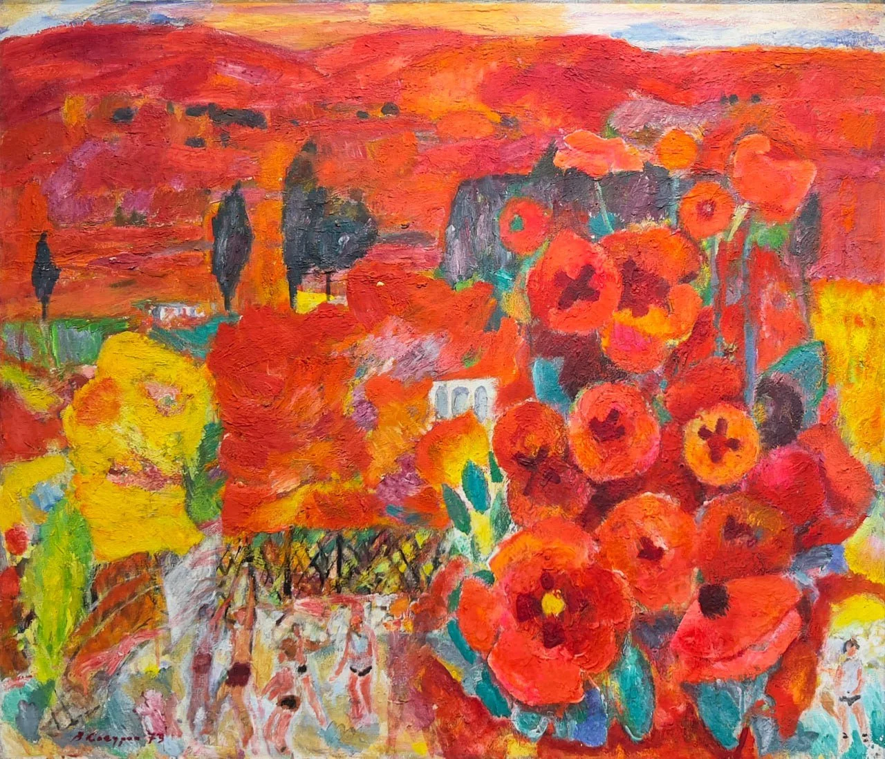Кокурин Валерий Григорьевич, «Играют в волейбол», холст, масло, 100 × 115 см