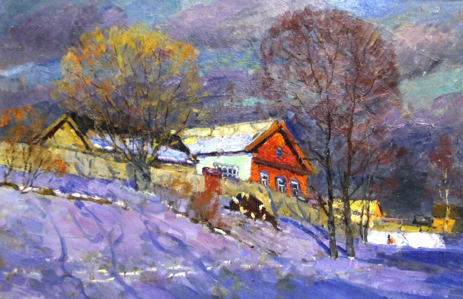 Максютов Рашит Гарифович, «Зимнее солнце», холст на картоне, масло, 60 × 87 см