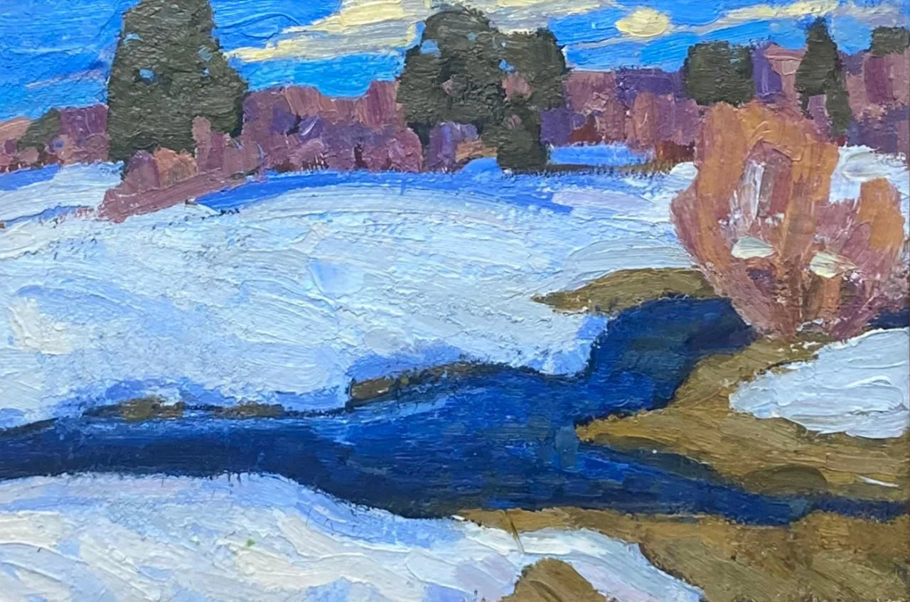 Смирнов Альфред Михайлович, «Ранняя весна», картон, масло, 33,5 × 49 см