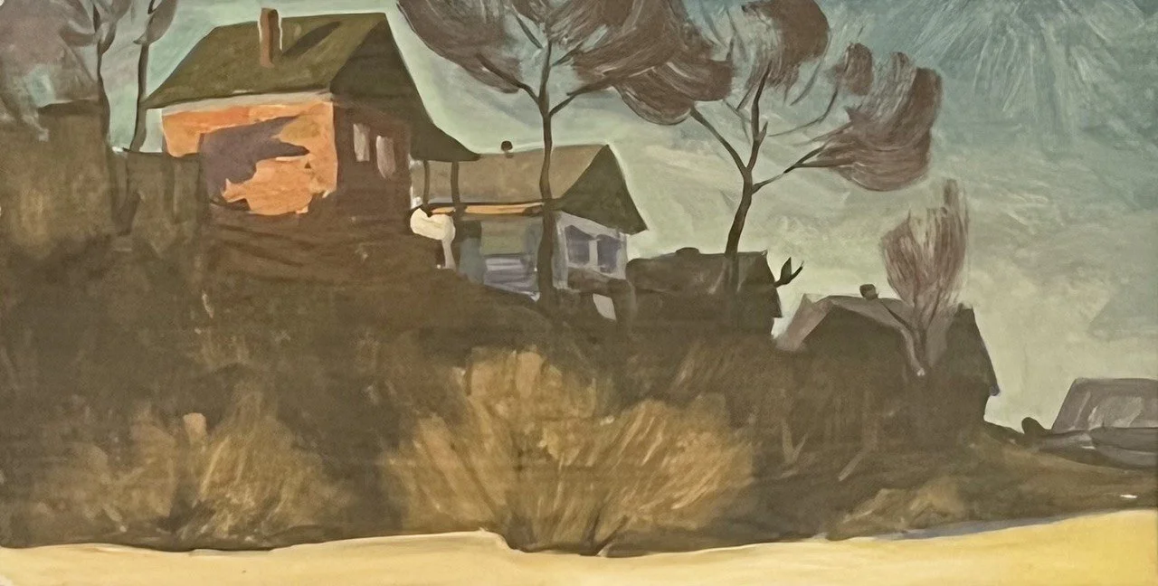 Жидков Александр Александрович, «Горячий ключ», картон, масло, 28 × 49 см