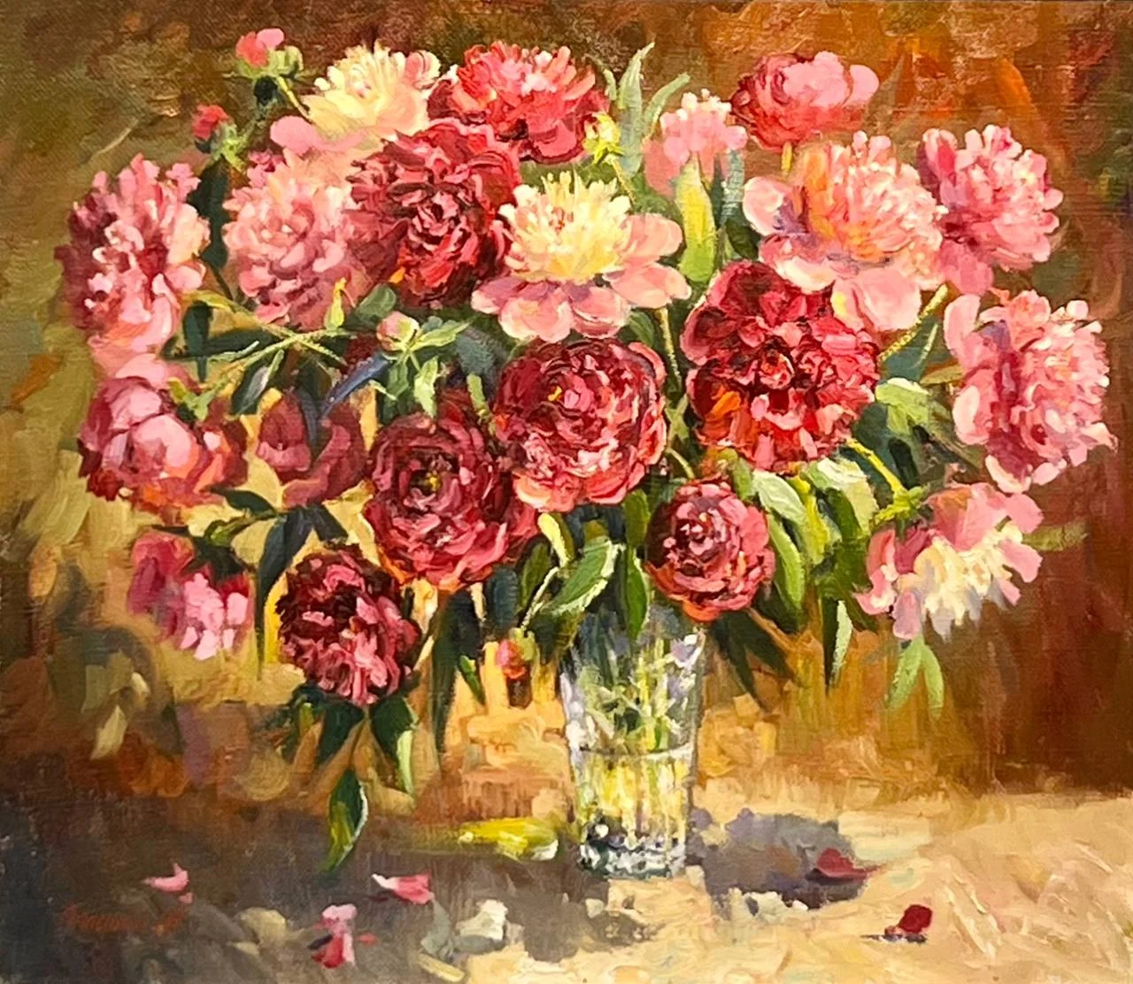 Калинин Михаил Алексеевич, «Пионы», холст, масло, 70 × 80 см