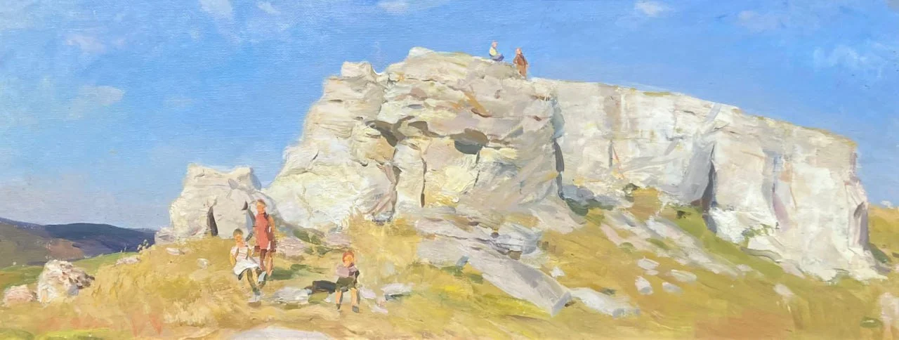 Сорогин Геннадий Павлович, «Уральские камни», картон, масло, 35 × 88 см