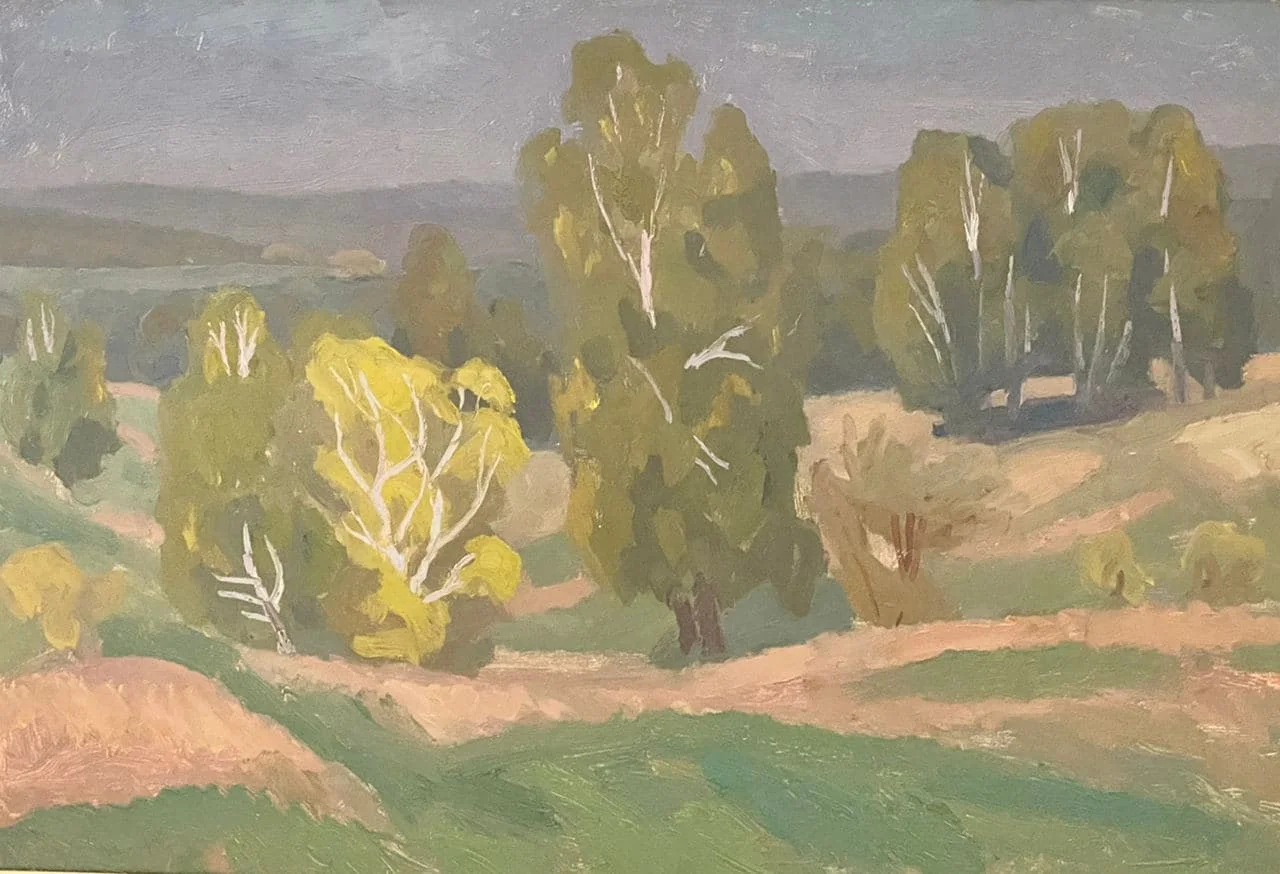 Попков Виктор Ефимович, «Август», картон, масло, 50 × 70 см