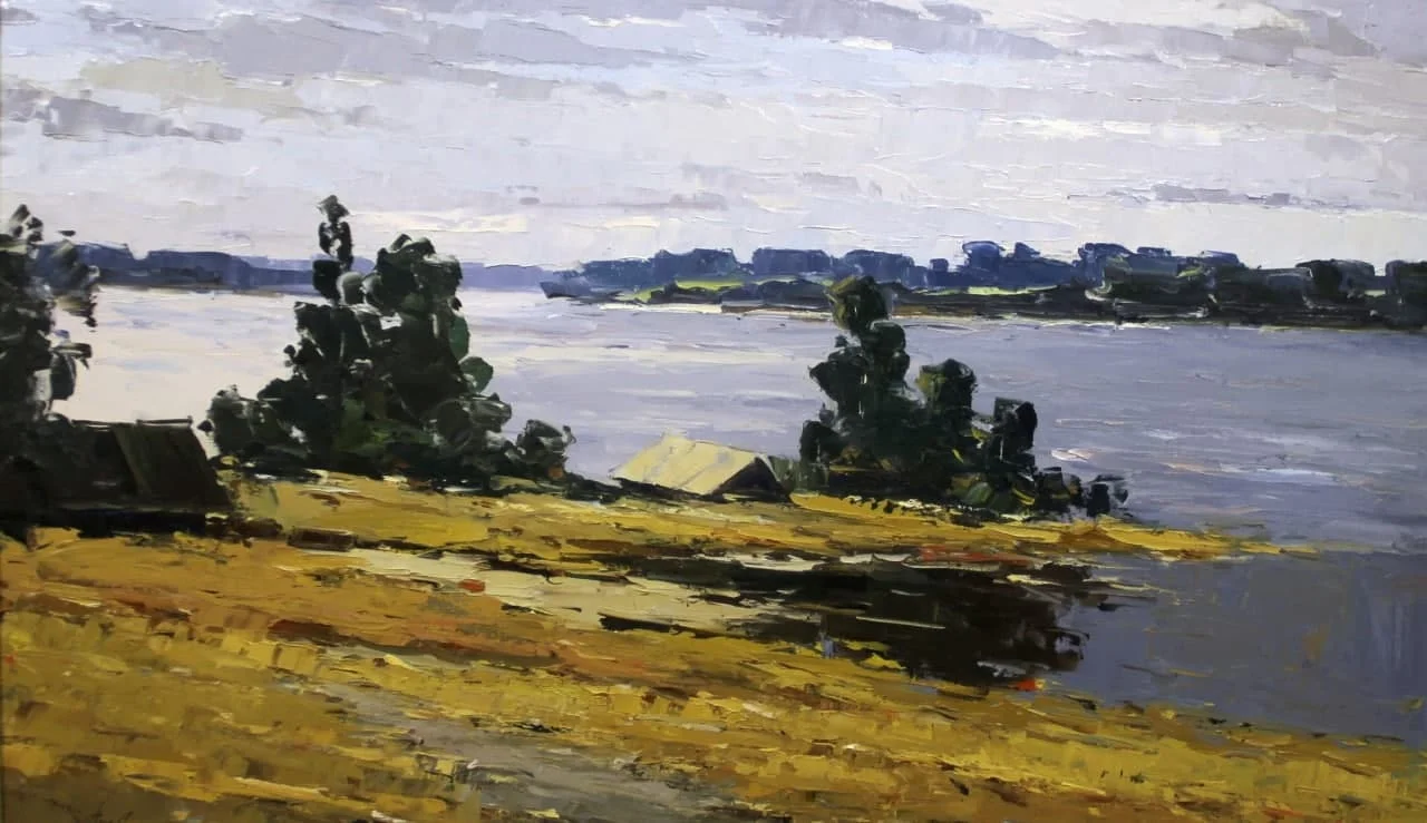 Никитин Сергей Борисович, «Волжские просторы», холст, масло, 60 × 100 см
