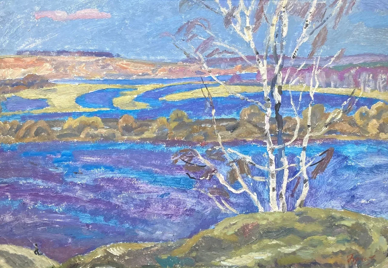 Браговский Эдуард Георгиевич, «Весна», картон, масло, 50 × 61,9 см