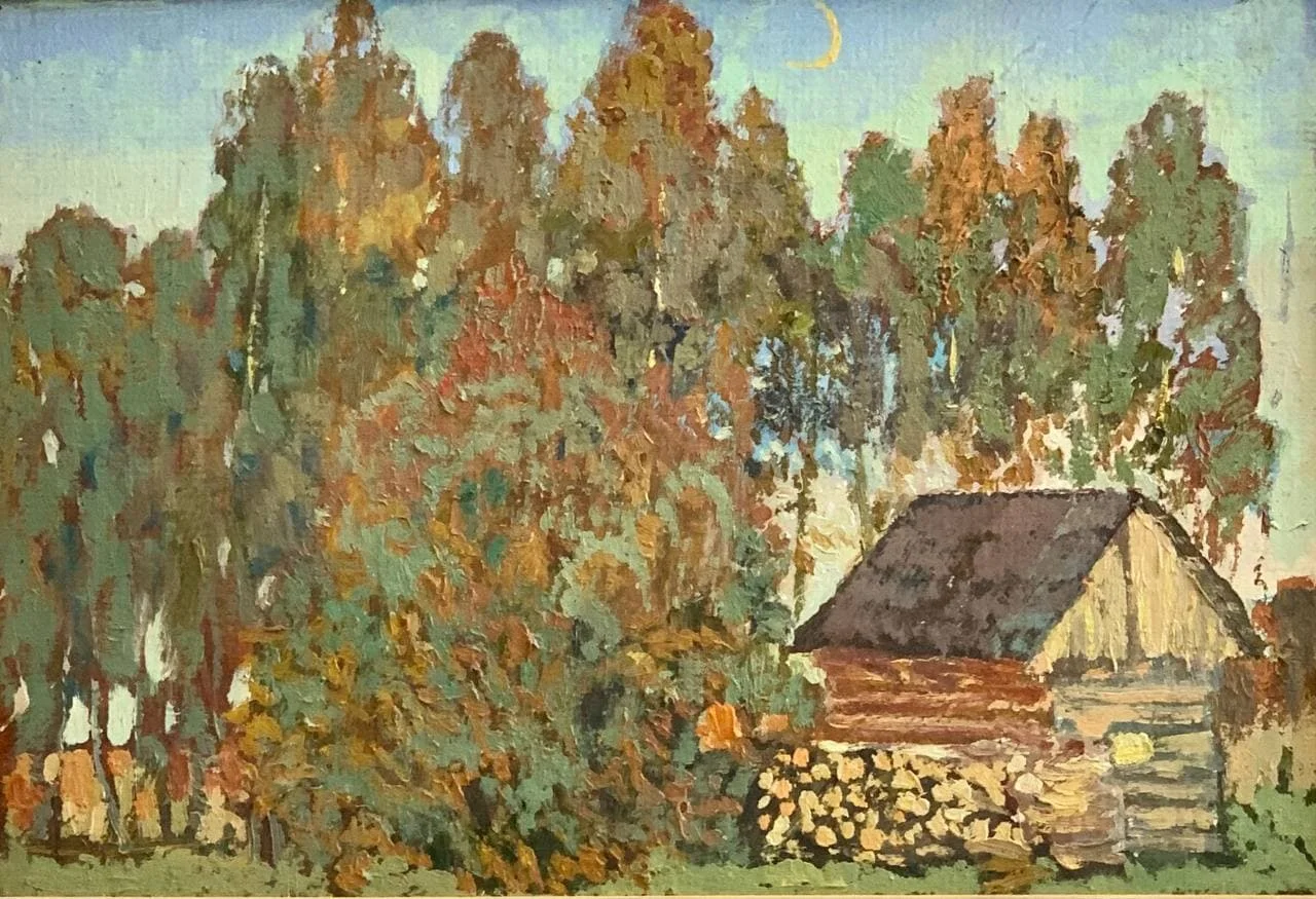 Харченко Александр Евдокимович, «Августовский вечер», картон, масло, 35 × 51 см