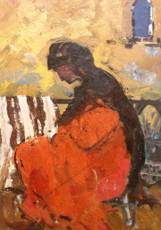 Сорокин Иван Васильевич, «У колыбели», картон, масло, 70 × 50 см