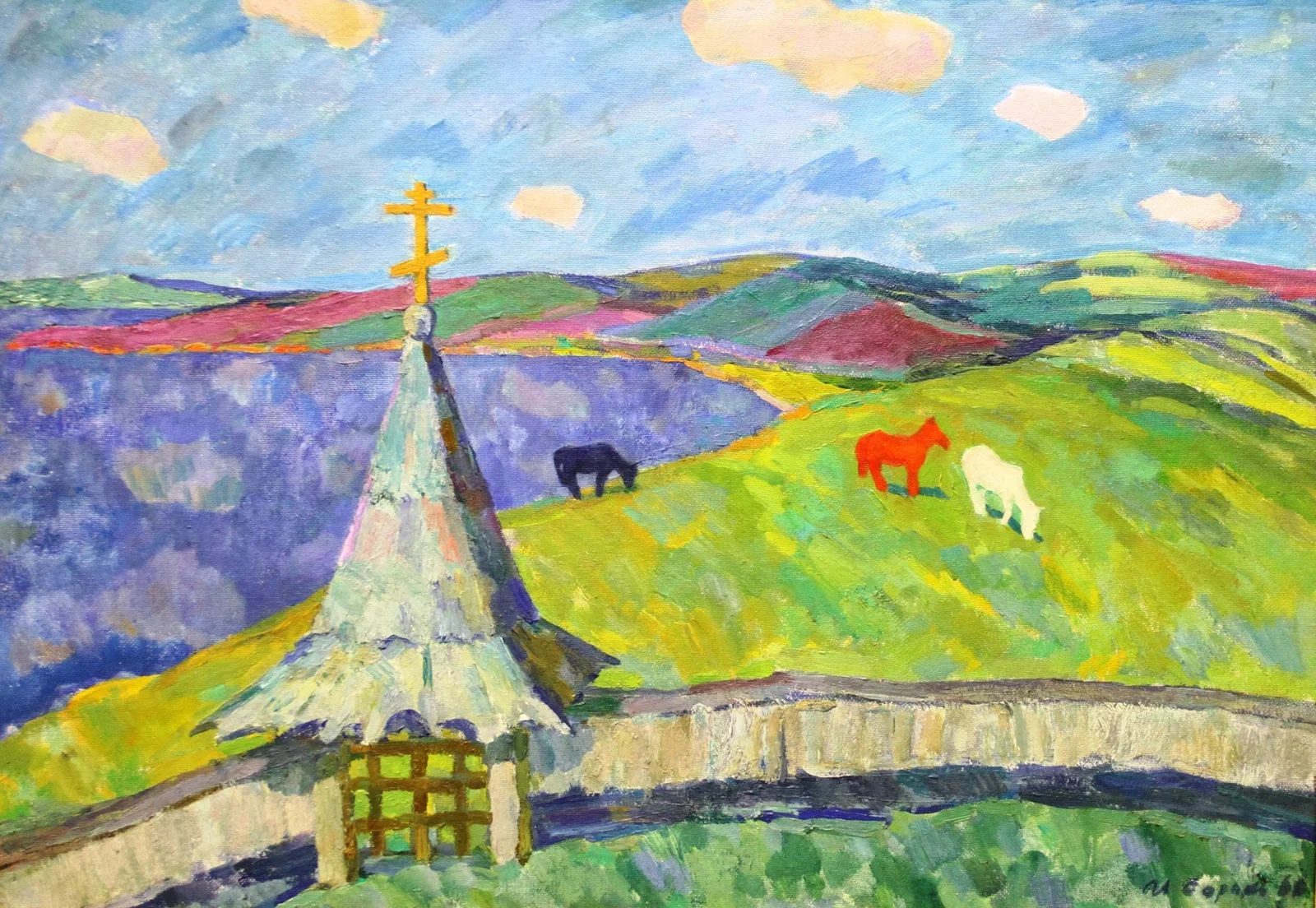 Сорокин Иван Васильевич, «Остров Кижи», картон, масло, 75 × 105 см