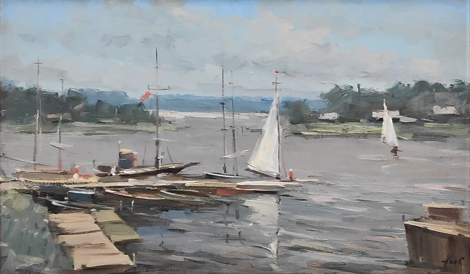Никитин Сергей Борисович, «Плес.Причал», холст, масло, 30 × 50 см