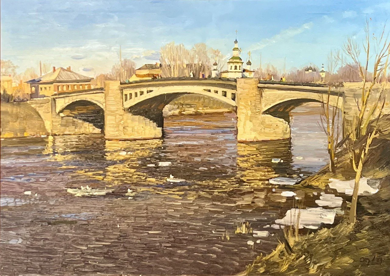 Страхов Валерий Николаевич, «Вологда. Вода прибывает», холст, масло, 73 × 102,5 см