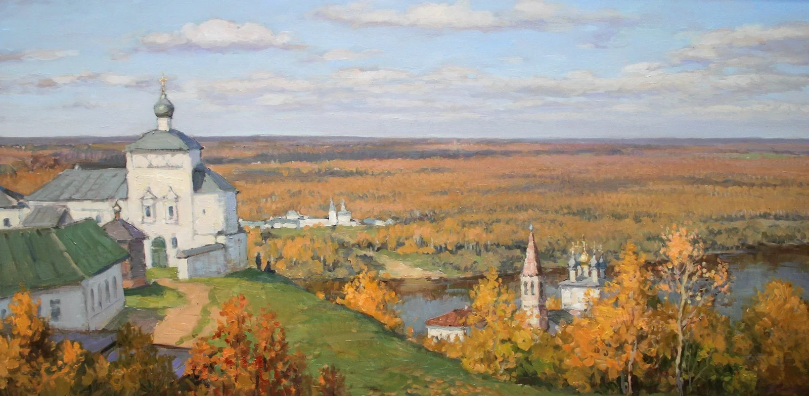Секрет Валерий Михайлович, «Осенние дали.Гороховец», холст, масло, 60 × 120 см