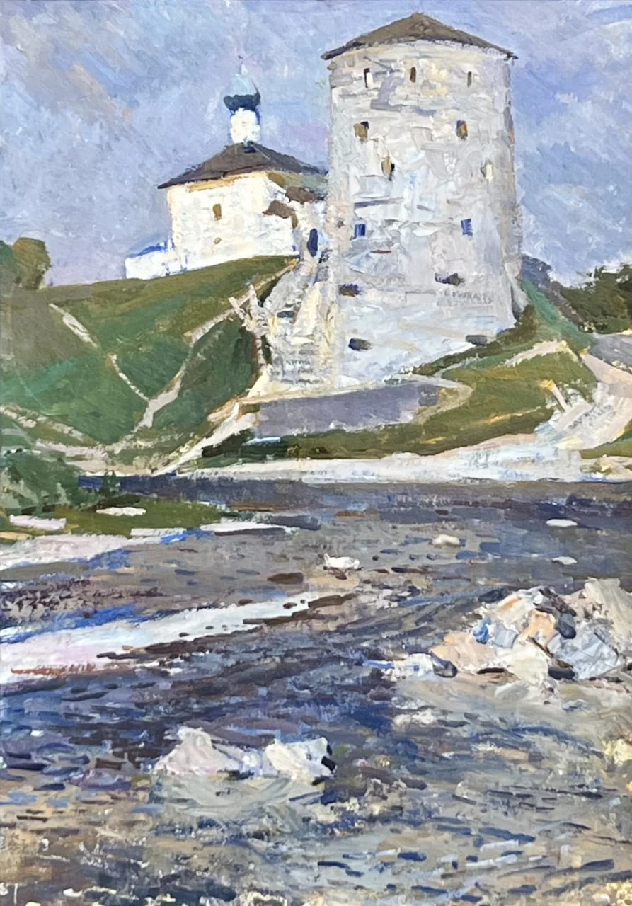 Чебаков Никита Никанорович, «Гремячая башня», картон, масло, 70 × 50 см