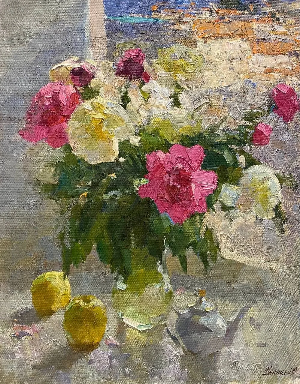 Шабадей Александр Николаевич, «Пионы», холст, масло, 77 × 61 см