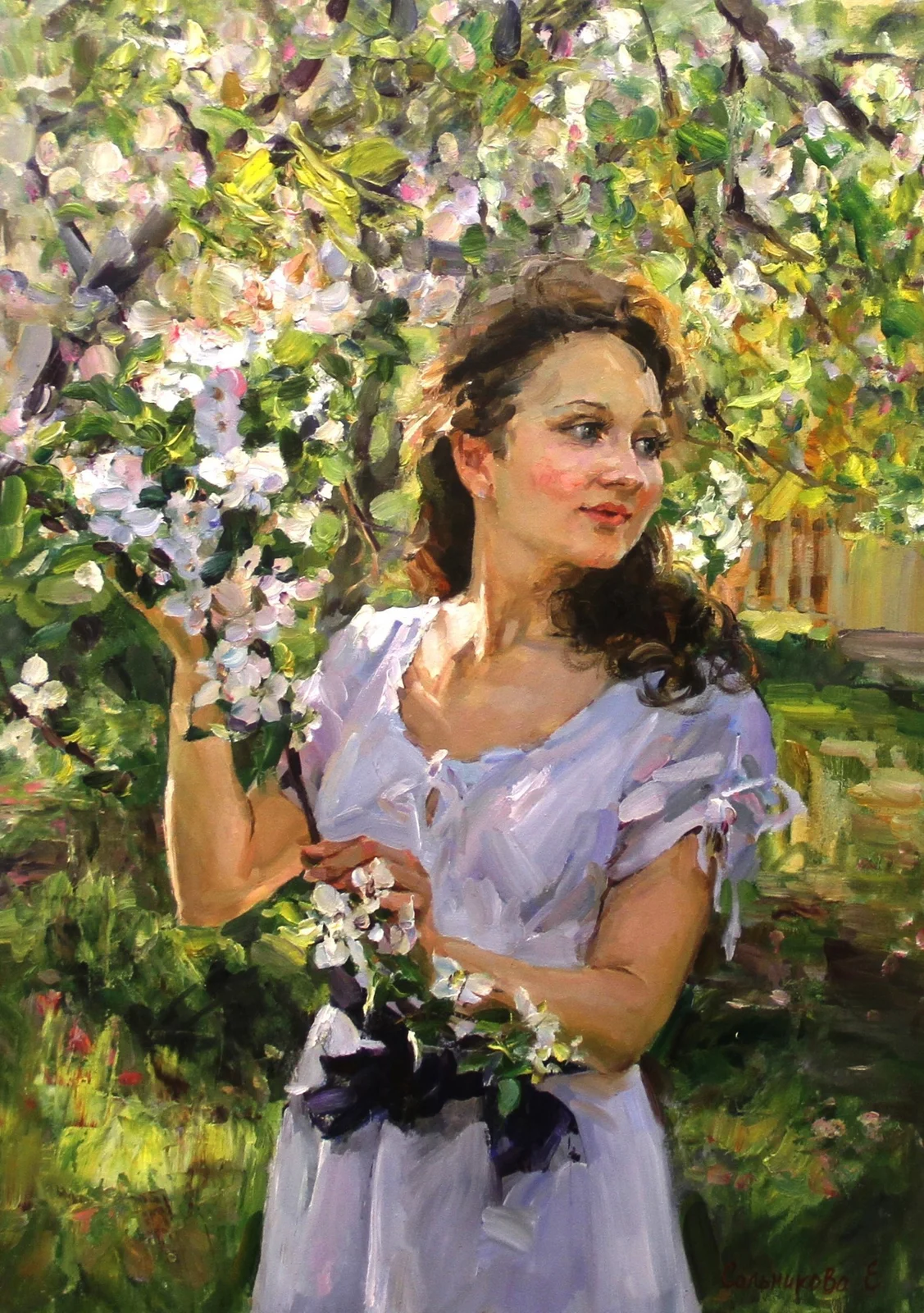 Сальникова Елена Анатольевна, «В саду», холст, масло, 50 × 40 см