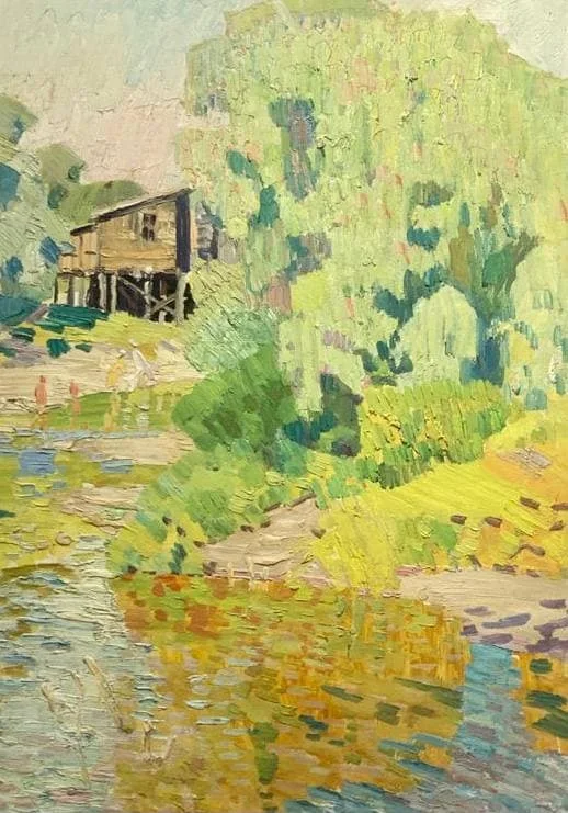 Горлов Николай Николаевич, «Мельница. Старый Оскол», картон, масло, 70 × 48 см