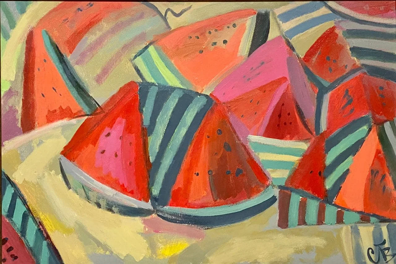 Спиридонова Татьяна Владимировна, «Арбузная регата», холст, акрил, 60 × 90 см