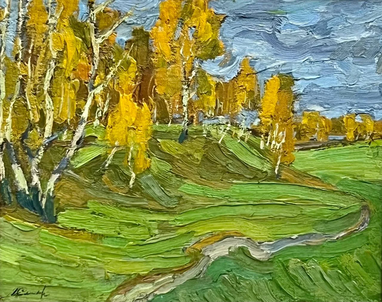 Смирнов Альфред Михайлович, «Березы», холст, масло, 39 × 48 см