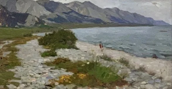 Попков Виктор Ефимович, «Ангара», картон, масло, 27 × 49 см