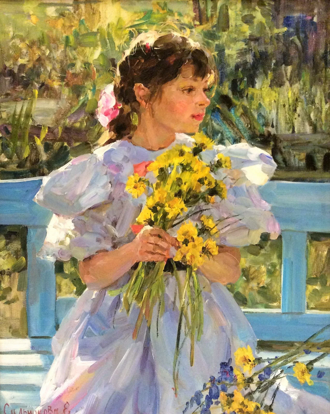 Сальникова Елена Анатольевна, «В саду», холст, масло, 50 × 40 см