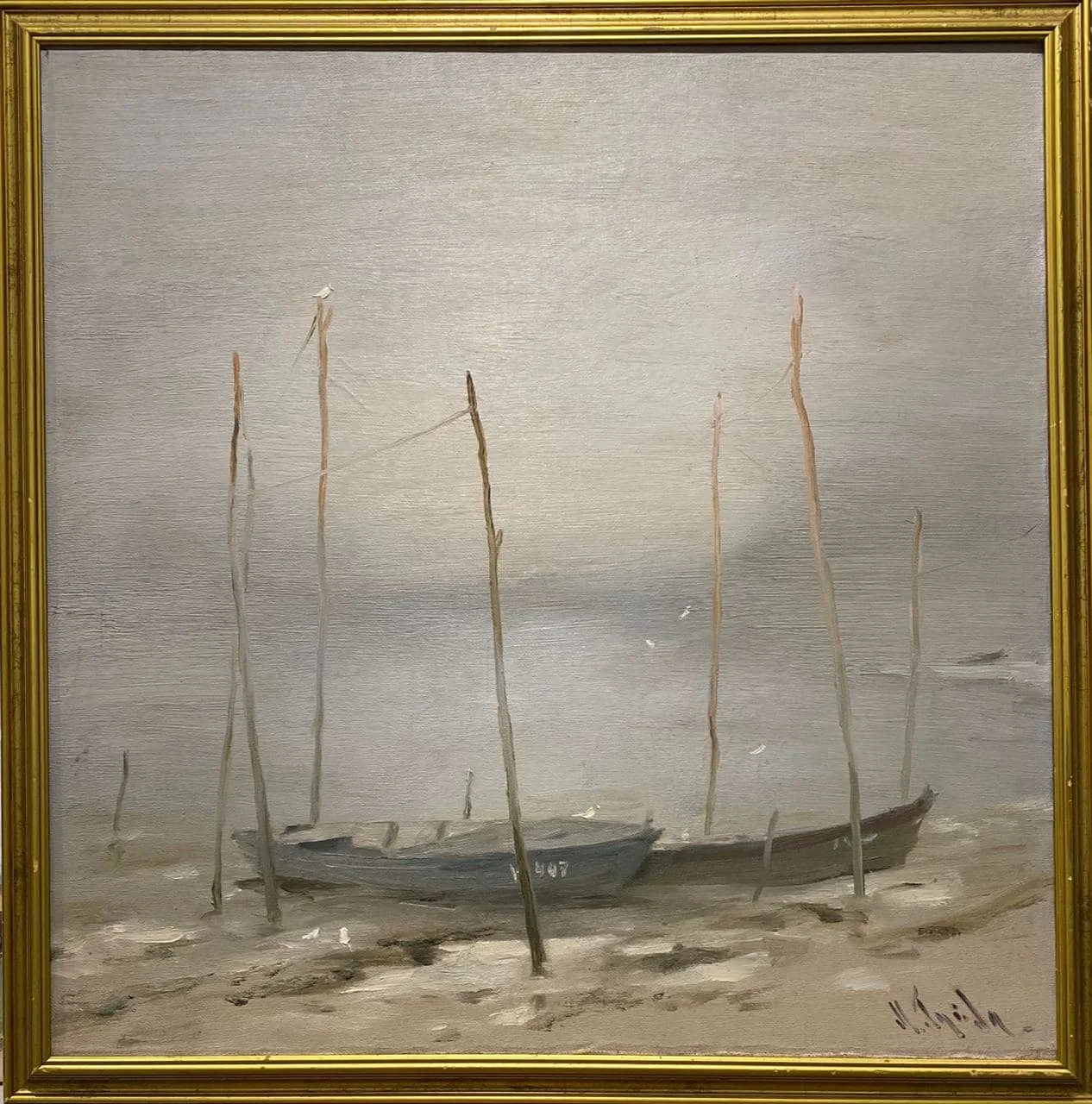 Гуйда Михаил Евгеньевич, «Лодки у моря», холст, масло, 80 × 80 см — фото 2
