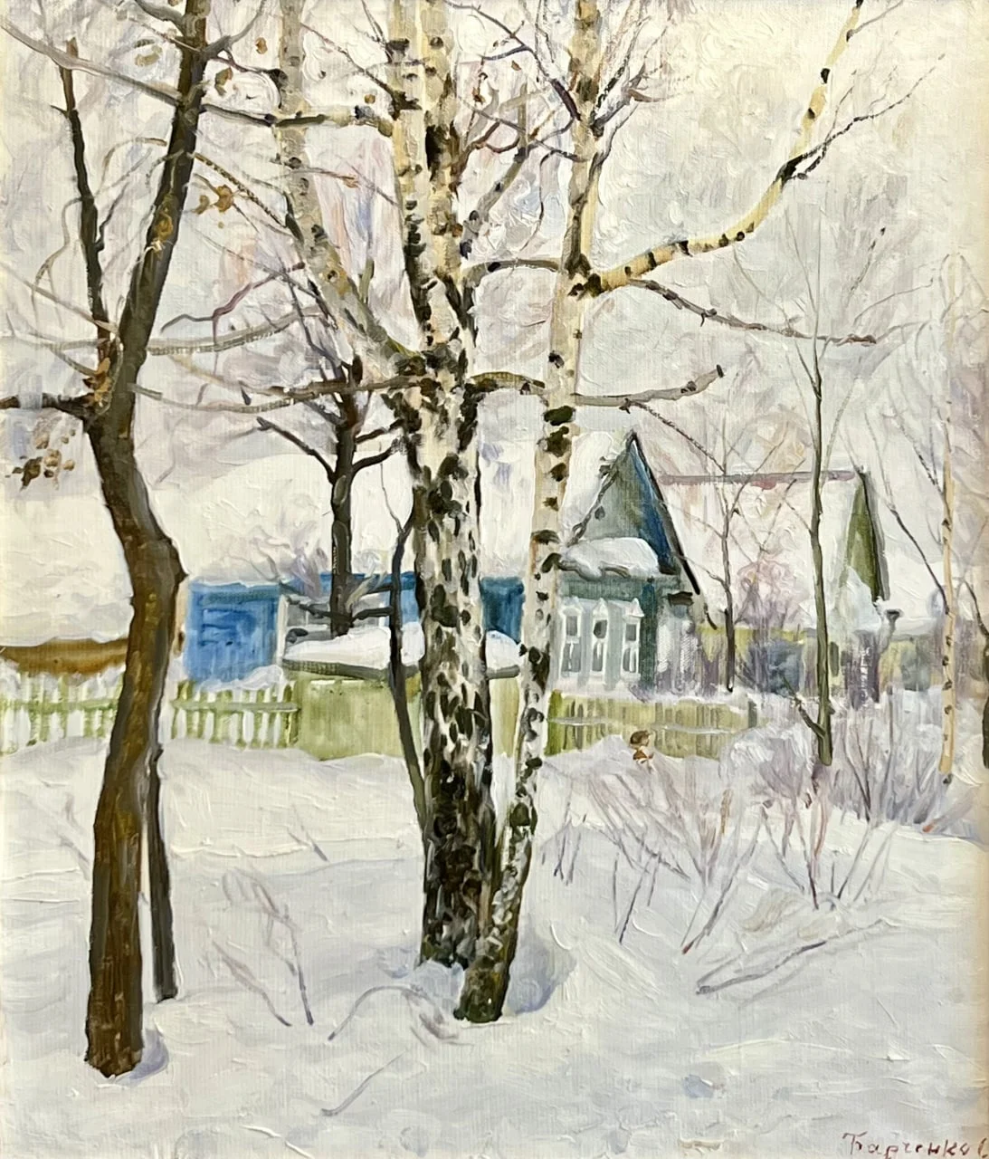 Барченков Николай Иванович, «Зимой», холст, масло, 70 × 60 см